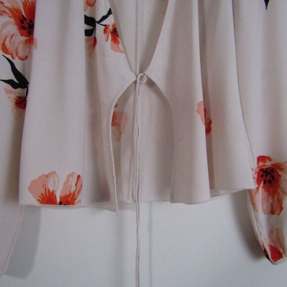 Aritzia Wilfred Top XS Pink Floral Tia Drapey Front Tie Romantic Feminine Modern - Picture 4 of 14
